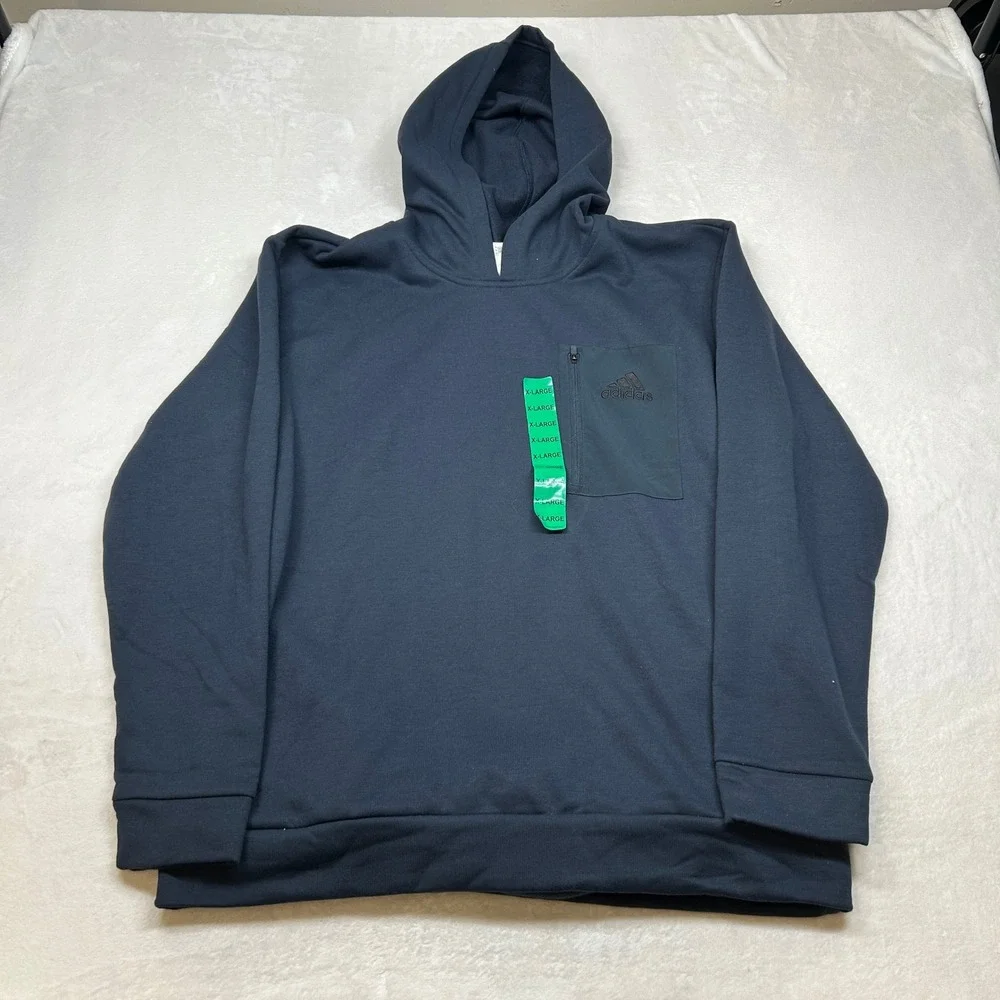 Adidas M Pocket Hoodie Mens XL Blue‎ Pullover Sweatshirt Zip
